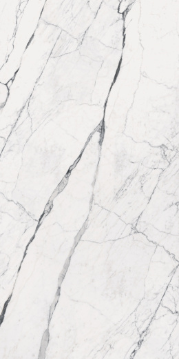 Marble Eternal White - śnieżnobiała płyta powierzchnia z delikatnym, subtelnym użyleniem.