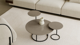 TechniStone Duna Beige- 3 blaty stolika kawowego w odcieniu jasnego beżu z delikatnie widocznymi mikrozanieczyszczeniami