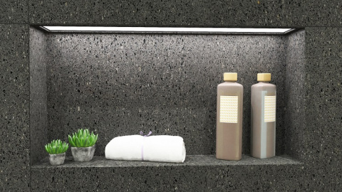 TechniStone Taurus Terazzo Grey - ściana i wnęka łazienkowa z płyty w odcieniu głębokiej szarości