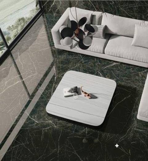 Salon - podłogi wykonane z czarnego spiekuTRI-D DESIRE BLACK