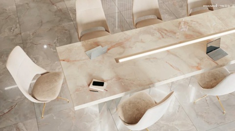 Meeting room - blat stołu wykonany z bezowego spieku TRI-D INVISIBLE WHITE