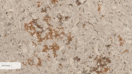 Avant Quartz Corsica to beżowy konglomerat kwarcowy z drobinkami i ciemniejszymi formacjami mineralnymi