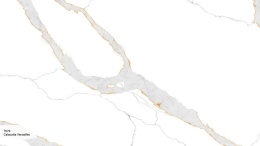 Avant Quartz Calacatta Versailles to biały konglomerat kwarcowy z wyrazistym szarym użyleniem i subtelnymi miedzianymi akcentami