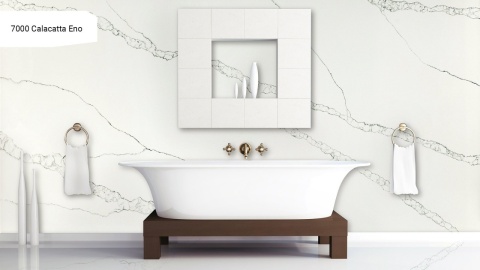 Wykończenie łazienki konglomeratem Avant Quartz Calacatta Eno