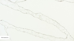 Avant Quartz Calacatta Eno to biały konglomerat kwarcowy z regularnym użyleniem w odcieniach szarości,