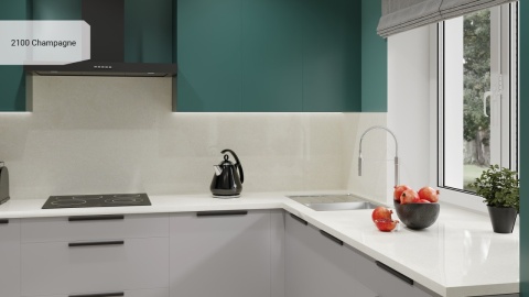 Blaty kuchenne wykonane z konglomeratu Champagne