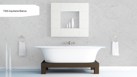 Wykończenie łazienki konglomeratem Avant Quartz Aquitaine Blanca