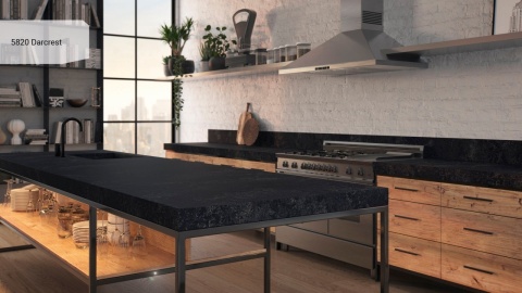 Wyspa kuchenna wykonana z konglomeratu Caesarstone Darcrest