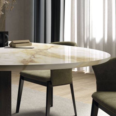 Stół jadalniany z blatem z płyt Infinity MB17 Calacatta Hermitage w połysku