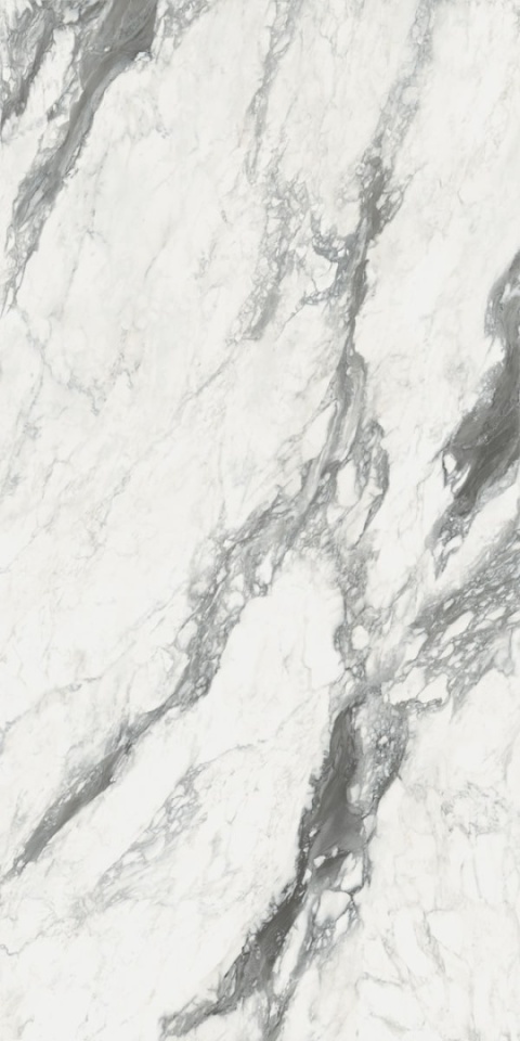 MB02 Renoir o śnieżnobiałym tłem, na którym rozciągają się głębokie szaro-grafitowe żyły o nieregularnym układzie