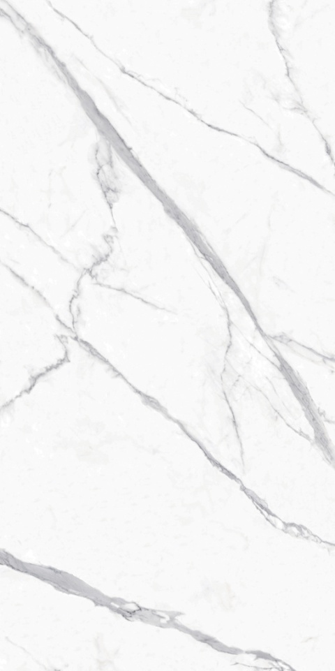 Extra Statuario Na jasnej bazie rozciągają się dynamiczne, szaro-grafitowe żyły o wyraźnym, nieregularnym przebiegu.