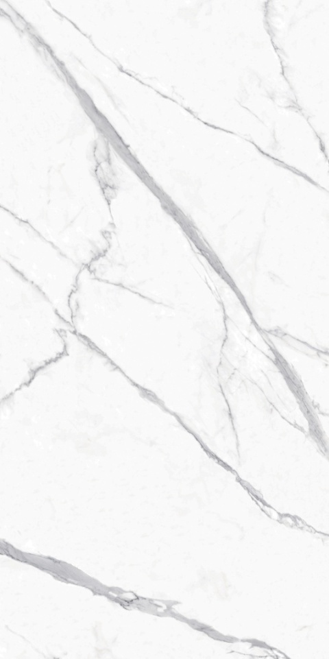 Extra Statuario Na jasnej bazie rozciągają się dynamiczne, szaro-grafitowe żyły o wyraźnym, nieregularnym przebiegu.