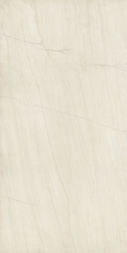 White Macaubas, wyróżnia się subtelnym, kremowo-białym tłem z delikatnymi, liniowymi żyłkami w odcieniach szarości i beżu.