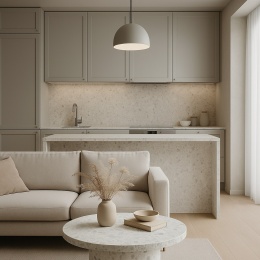 Palladio Doge o tle w odcieniu bieli z nutą srebrzystej szarości, wzbogacony dużymi i średnimi w chłodnych tonacjach.