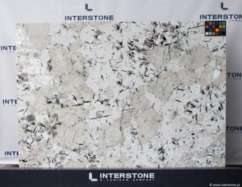 Płyta granitu Andorra o jasnej kolorystyce z beżowymi tonami i drobnym ciemnym wzorem mineralnym