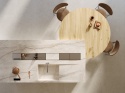 Widok z góry na wyspę kuchenną i stół, blat ze spieku Marazzi Silver Root White.