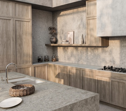 Naturalny szary blat z Dekton Grigio KC mat.