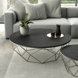 Stolik kawowy z blatem w ciemnym spieku Dekton Laos KC mat.