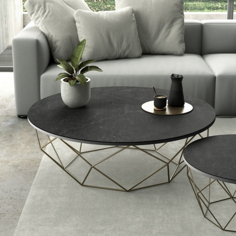 Stolik kawowy z blatem w ciemnym spieku Dekton Laos KC mat.