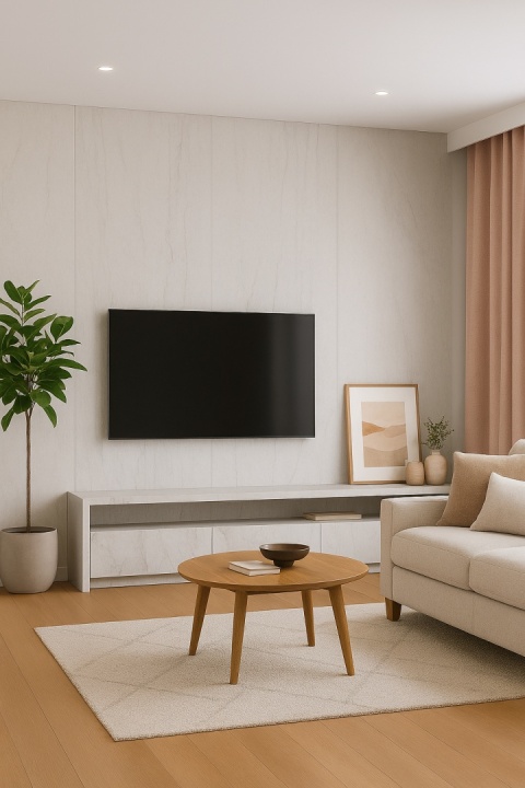 salon w stylu klasycznym z wykorzystaniem spieku Dekton Marina.