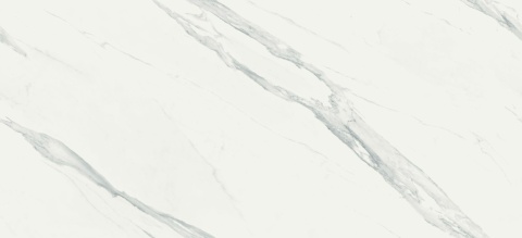 Płyta Dekton Opera kC – jasne tło z delikatnymi, szarymi żyłami w stylu marmuru Carrara.