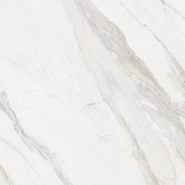 powierzchnia zachwyca śnieżnobiałym tłem, na którym rozciągają się dynamiczne, szare i subtelnie złociste żyły.