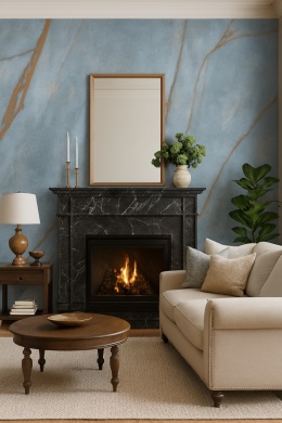 Salon w stylu vintage, z uwzględnieniem spieku FLORIM Stone Marble HERITAGE Azure