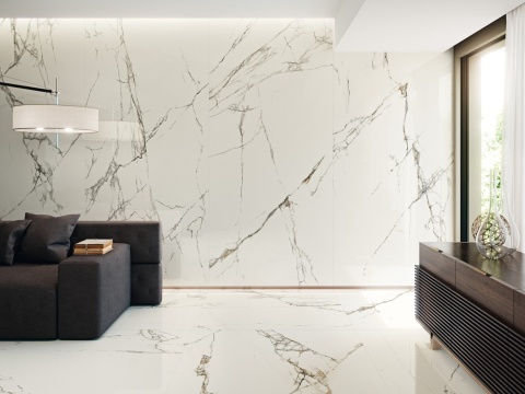 Nowoczesny salon wykonant ze spieku Iceberg