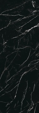 Grespania Marquina Pulido 5.6 mm – czarny spiek kwarcowy o wyglądzie marmuru Nero Marquina z białymi żyłkami.