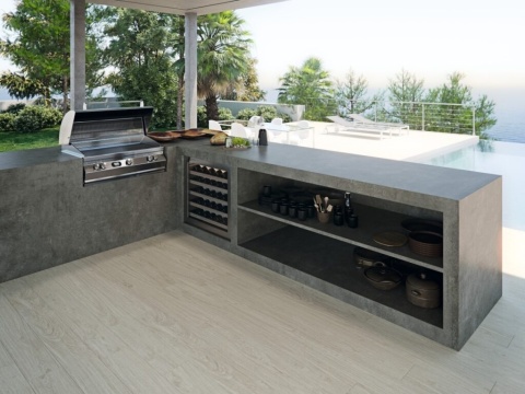 kuchnia w ogrodzie  wykonana ze spieku Lava Iron