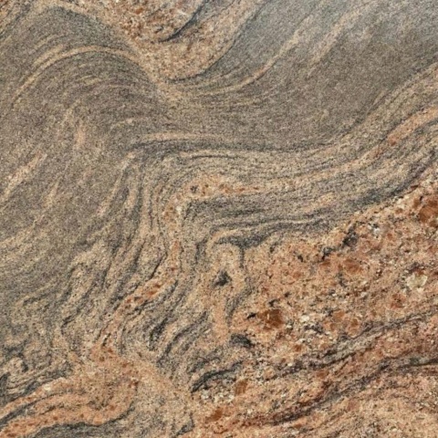 Granit Juparana – naturalny kamień o falistej strukturze w odcieniach beżu, brązu i szarości