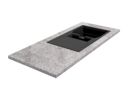 Granit Bianco Crystal blat kuchenny jasnoszary z drobnym użyleniem