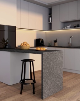 Blat z granitu black antracite wykończenie satyna ciemny kamień do kuchni i łazienki