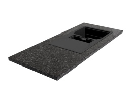 Granit black antracite blat kuchenny ciemny z czarnym zlewem wpuszczanym