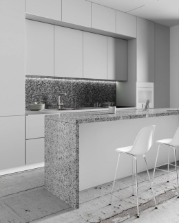 Nowoczesny blat kuchenny z jasnoszarego granitu Grey