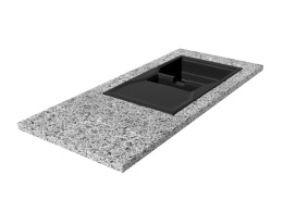 Blat kuchenny z granitu Grey o jasnoszarej drobnoziarnistej strukturze