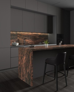 granit multicolor red wyspa kuchenna aranżacja nowoczesna