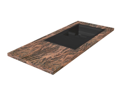 granit multicolor red blat kuchenny z czarnym zlewem