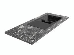 Blat kuchenny z granitu Titanium Silver o ciemnoszarej strukturze z delikatnymi, srebrzystymi wzorami
