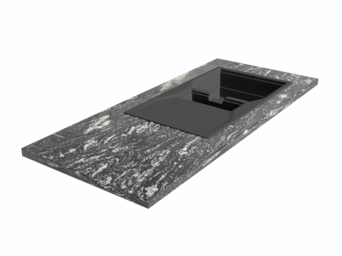 Blat kuchenny z granitu Titanium Silver o ciemnoszarej strukturze z delikatnymi, srebrzystymi wzorami