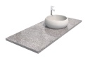 Blat z granitu Bianco Crystal z nablatową umywalką, o jasnej, drobnoziarnistej i eleganckiej strukturze