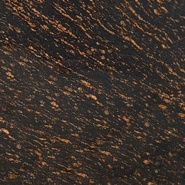 Zbliżenie struktury granitu Gold Antracite z ciemnym tłem i wyrazistymi złotymi smugami.