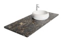 Blat łazienkowy z granitu Paradiso z umywalką nablatową, elegancki wzór w odcieniach szarości i złotego brązu