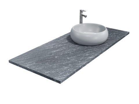 Blat z granitu Silver Antracite antyk z nablatową umywalką, o matowej, ciemnoszarej powierzchni ze srebrzystym użyleniem