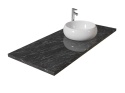 Blat z granitu Silver Antracite z nablatową umywalką, o ciemnej strukturze ze srebrzystym, dynamicznym użyleniem