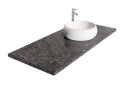 Granit Steel Grey blat łazienkowy w odcieniach szarości z misą nablatową na białym tle