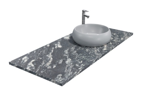 Blat łazienkowy z granitu Titanium Silver Antyk, szaro-czarny kamień o eleganckiej, matowej strukturze