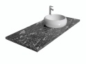 Blat łazienkowy z granitu Titanium Silver, szaro-czarny kamień z białymi żyłkami, eleganckie wykończenie