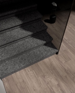 Schody z granitu Black Antracite Płomień z dopasowanym cokołem – trwałe i eleganckie wykończenie wnętrza