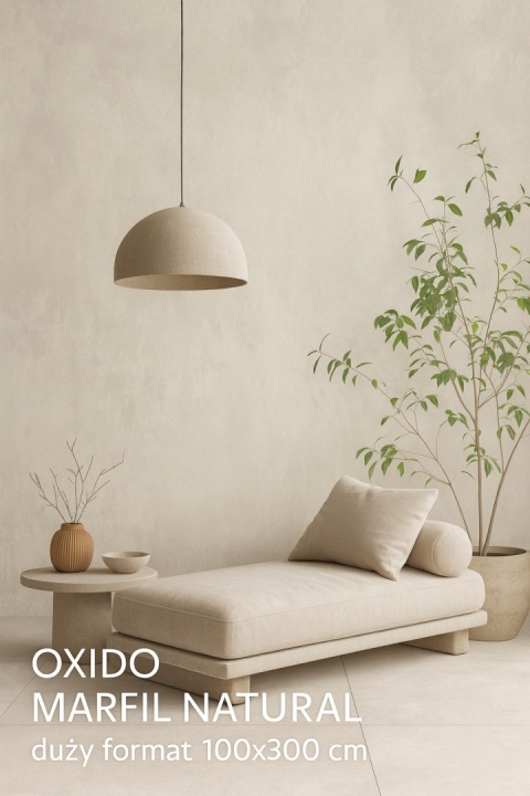 relaksacyjnego wnętrza z wykorzystaniem spieku OXIDO MARFIL NATURAL w dużym formacie